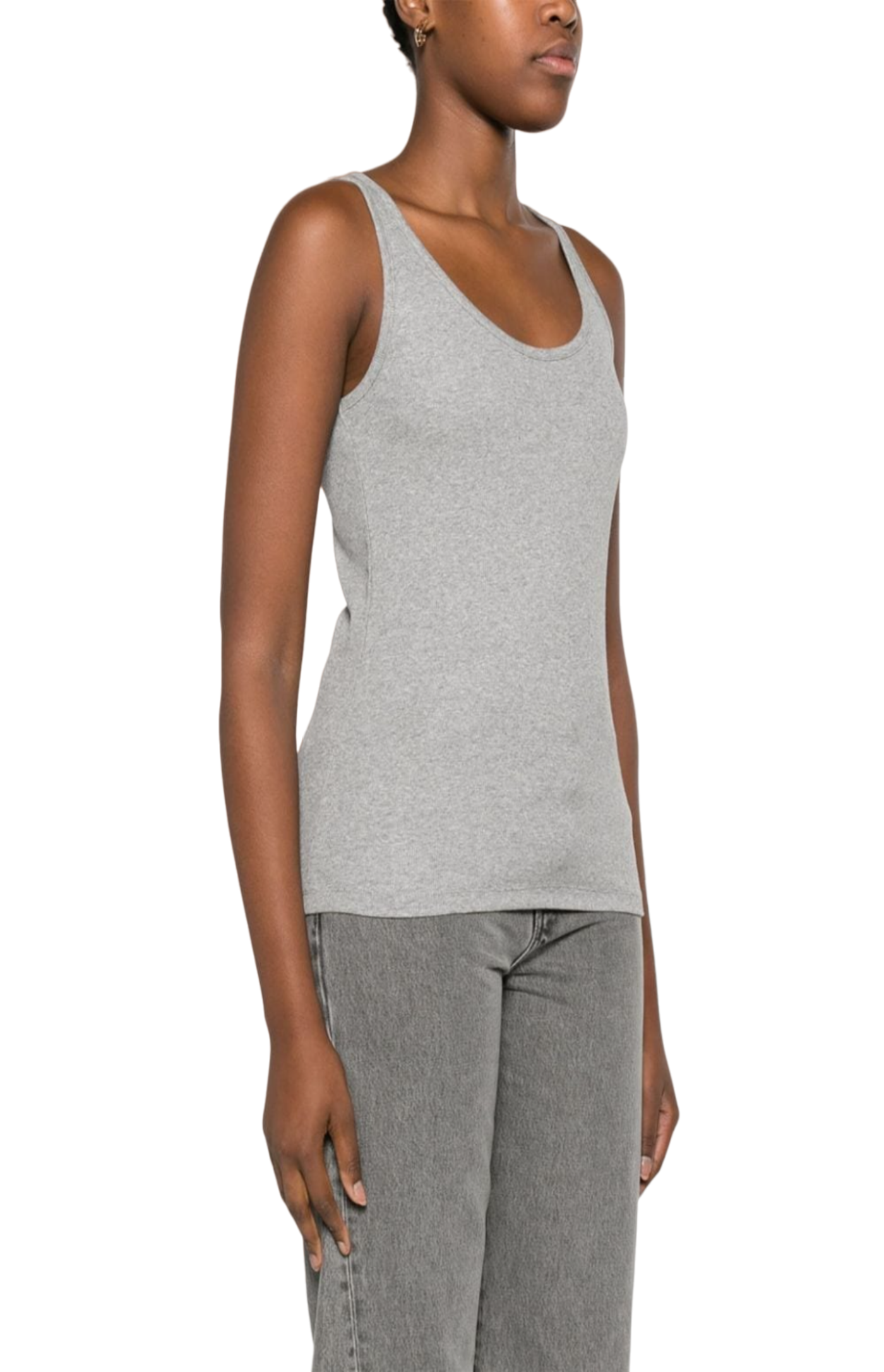 Load image into Gallery viewer, Mélange-effect fine-ribbed tank top