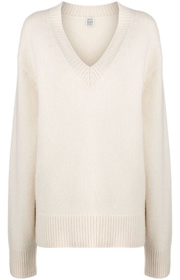 Dropped-shoulder V-neck jumper