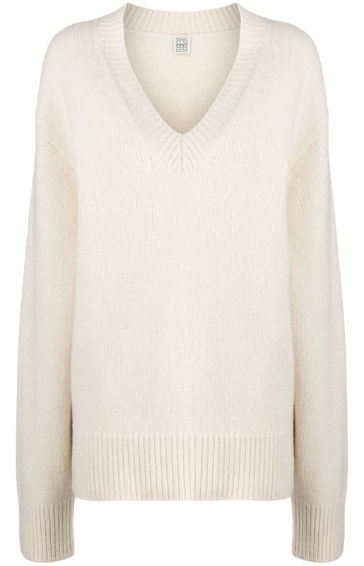 Dropped-shoulder V-neck jumper