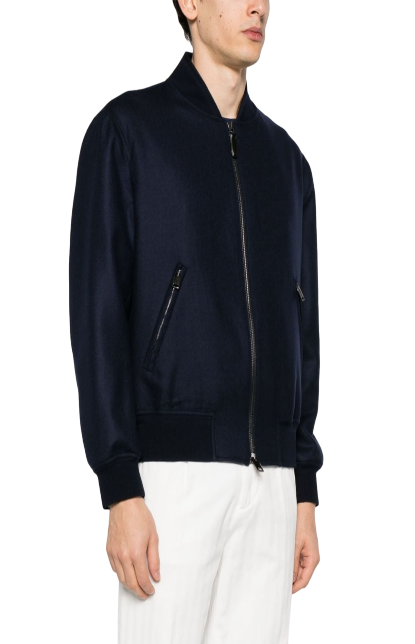 Load image into Gallery viewer, Brushed-effect twill bomber jacket