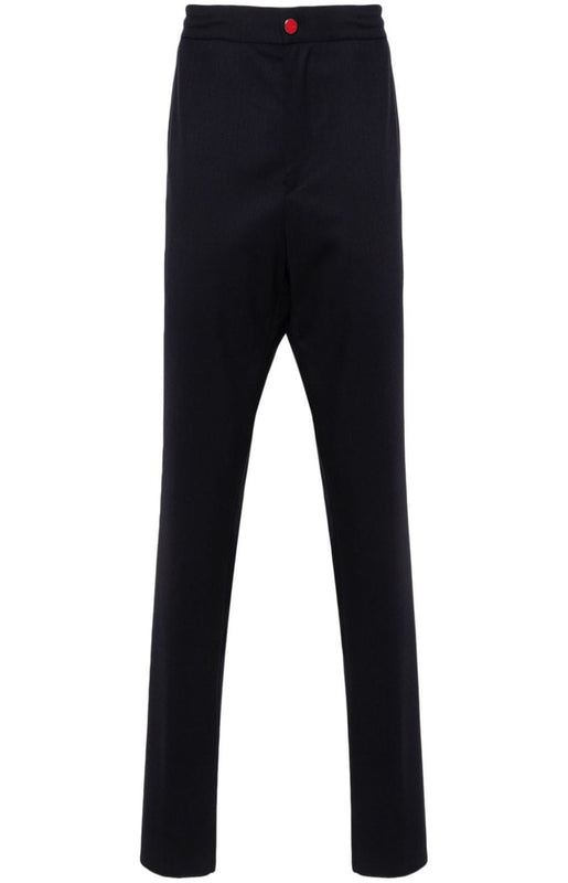 Logo-patch cotton tapered trousers