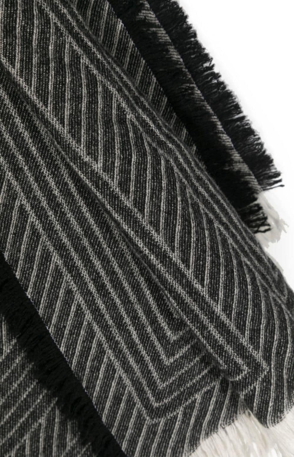 Monogram-jacquard striped fringed scarf