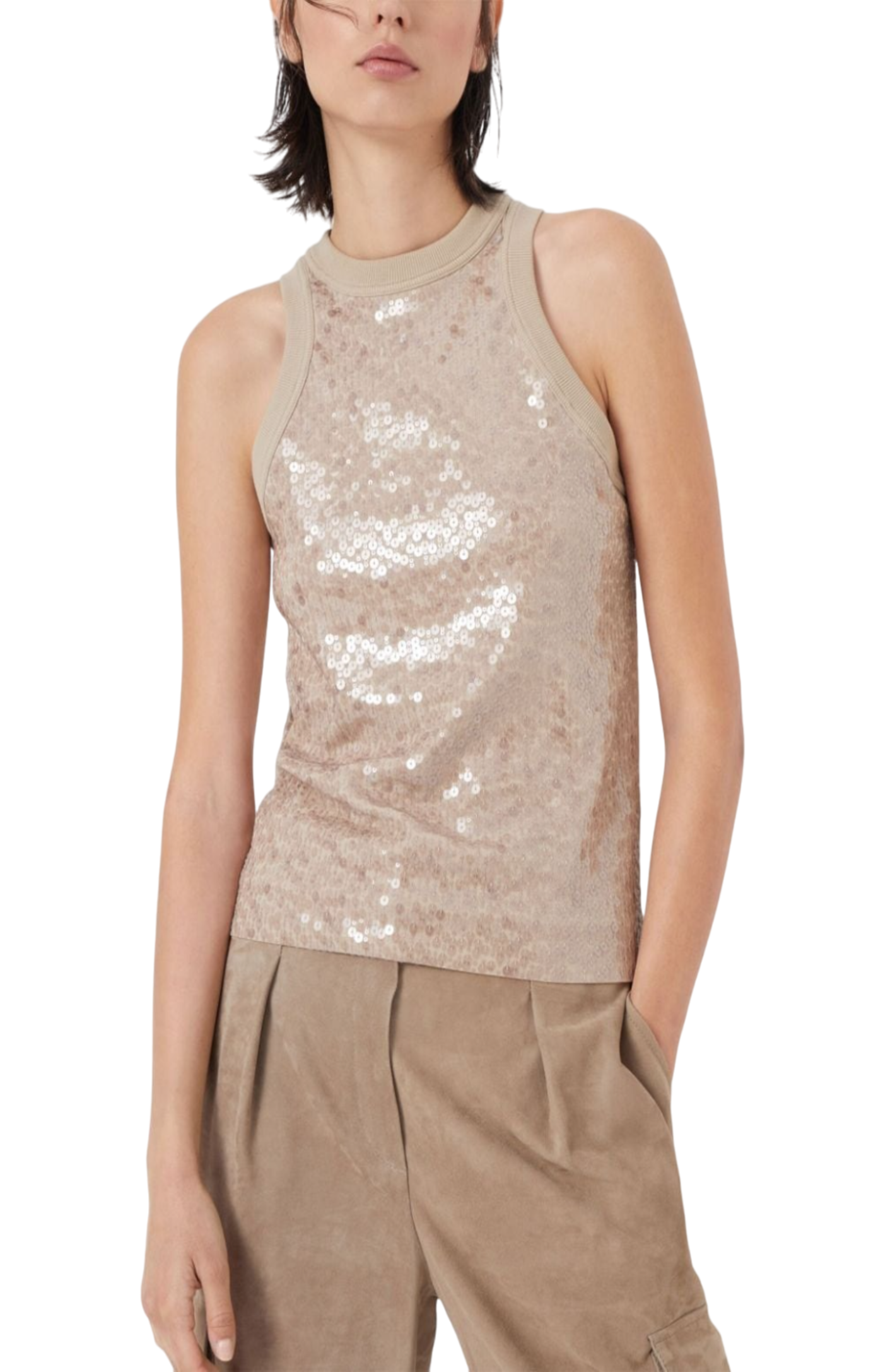 Load image into Gallery viewer, Sequined cotton tank top