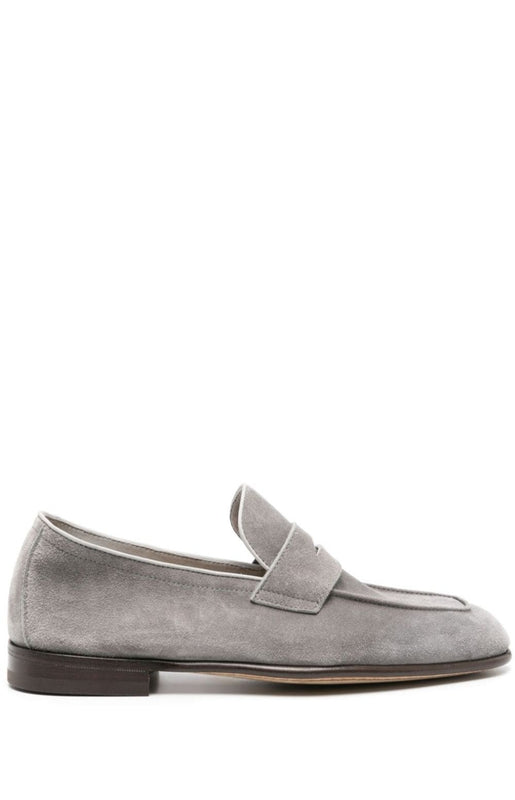 Suede penny-slot loafers