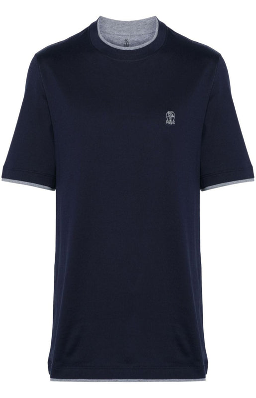 Logo-embroidered layered T-shirt