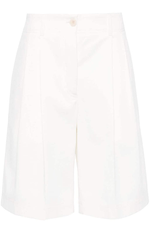 Twill pleated shorts