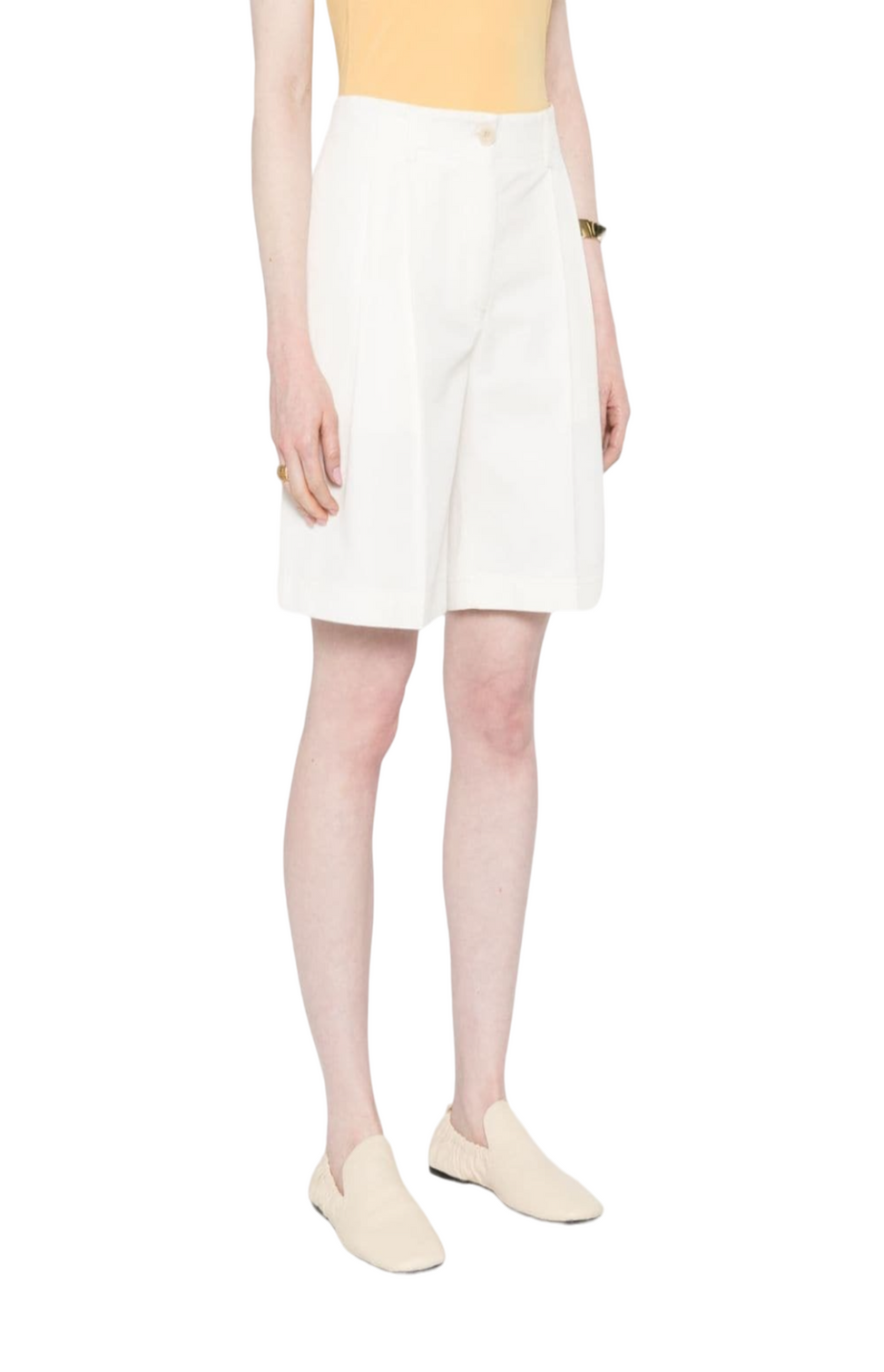 Twill pleated shorts