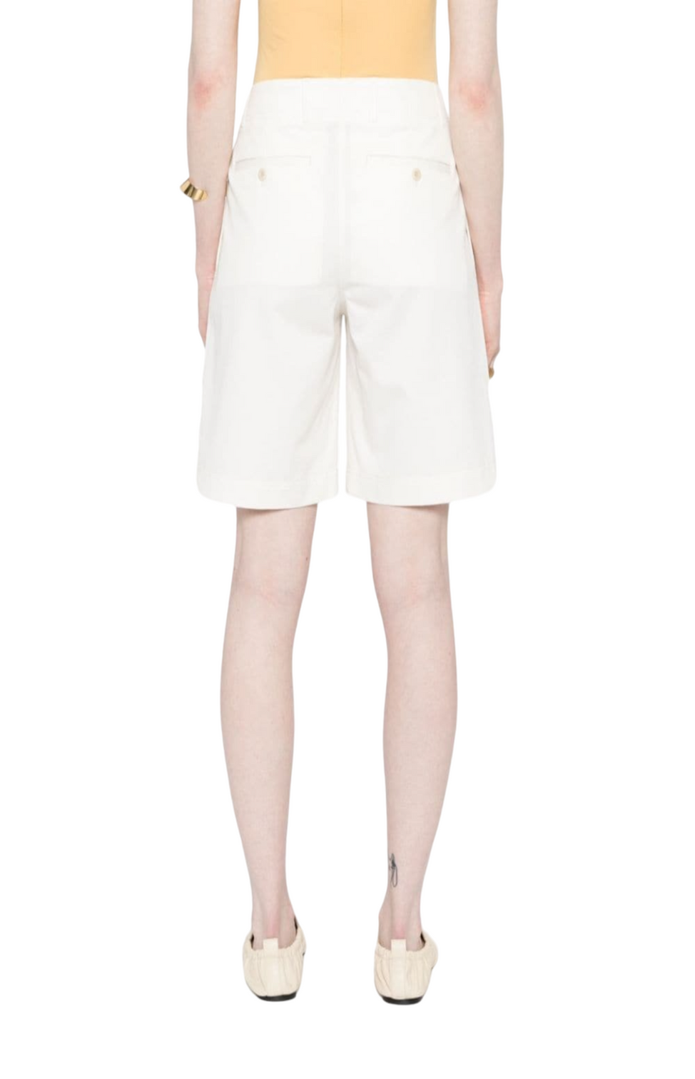 Twill pleated shorts