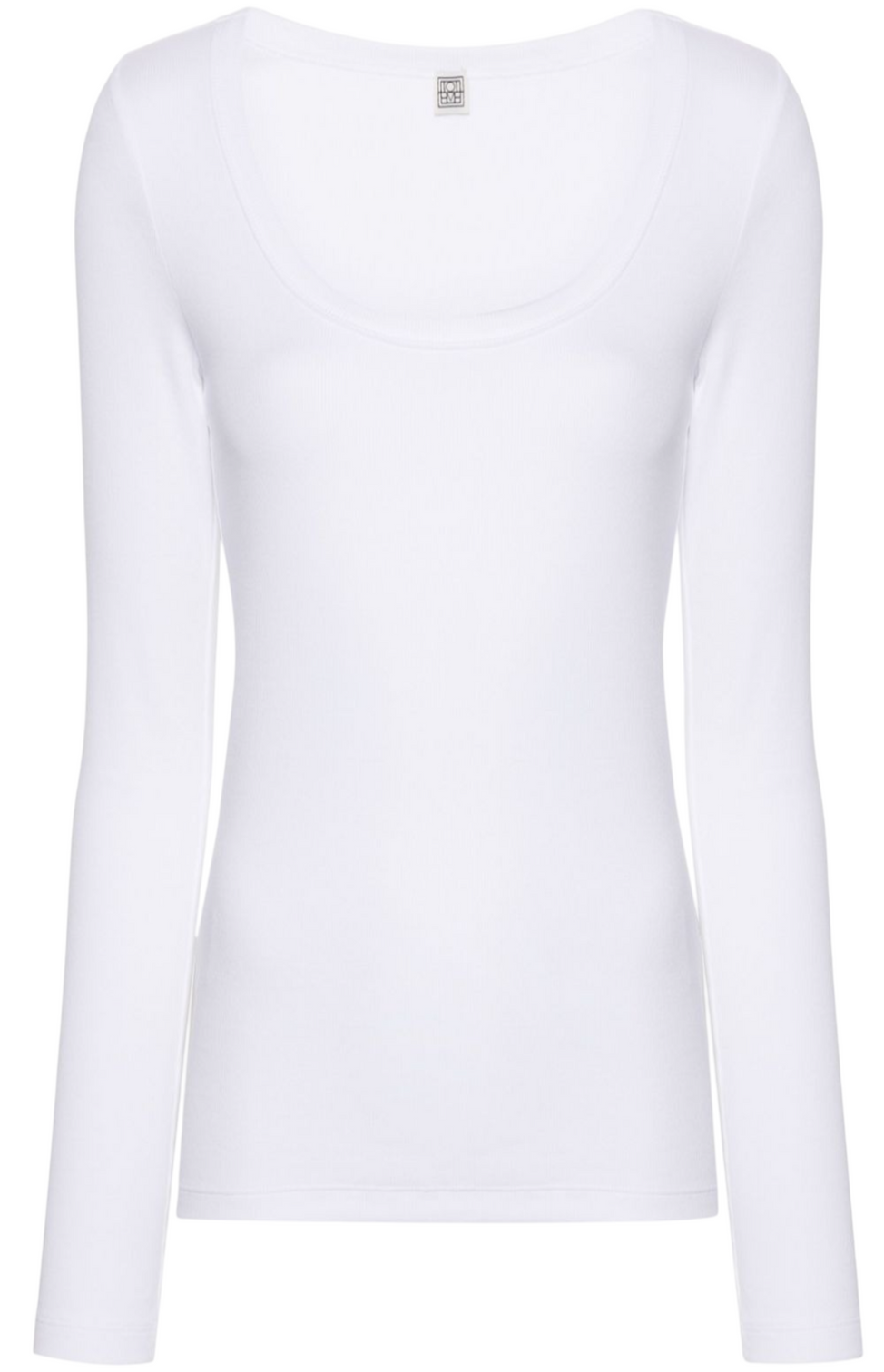 Scoop-neck fine-ribbed T-shirt