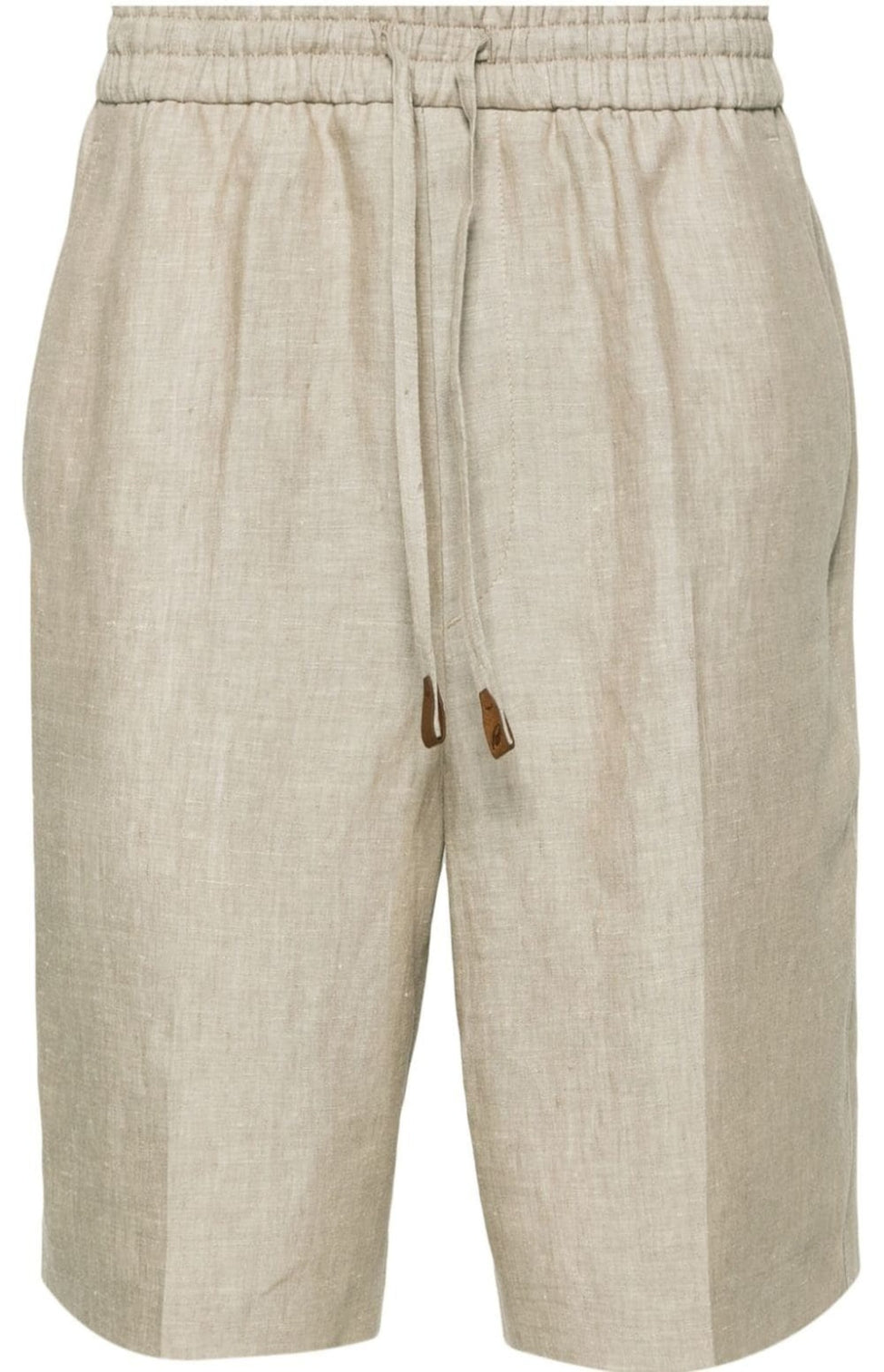 Mid-rise linen bermuda shorts