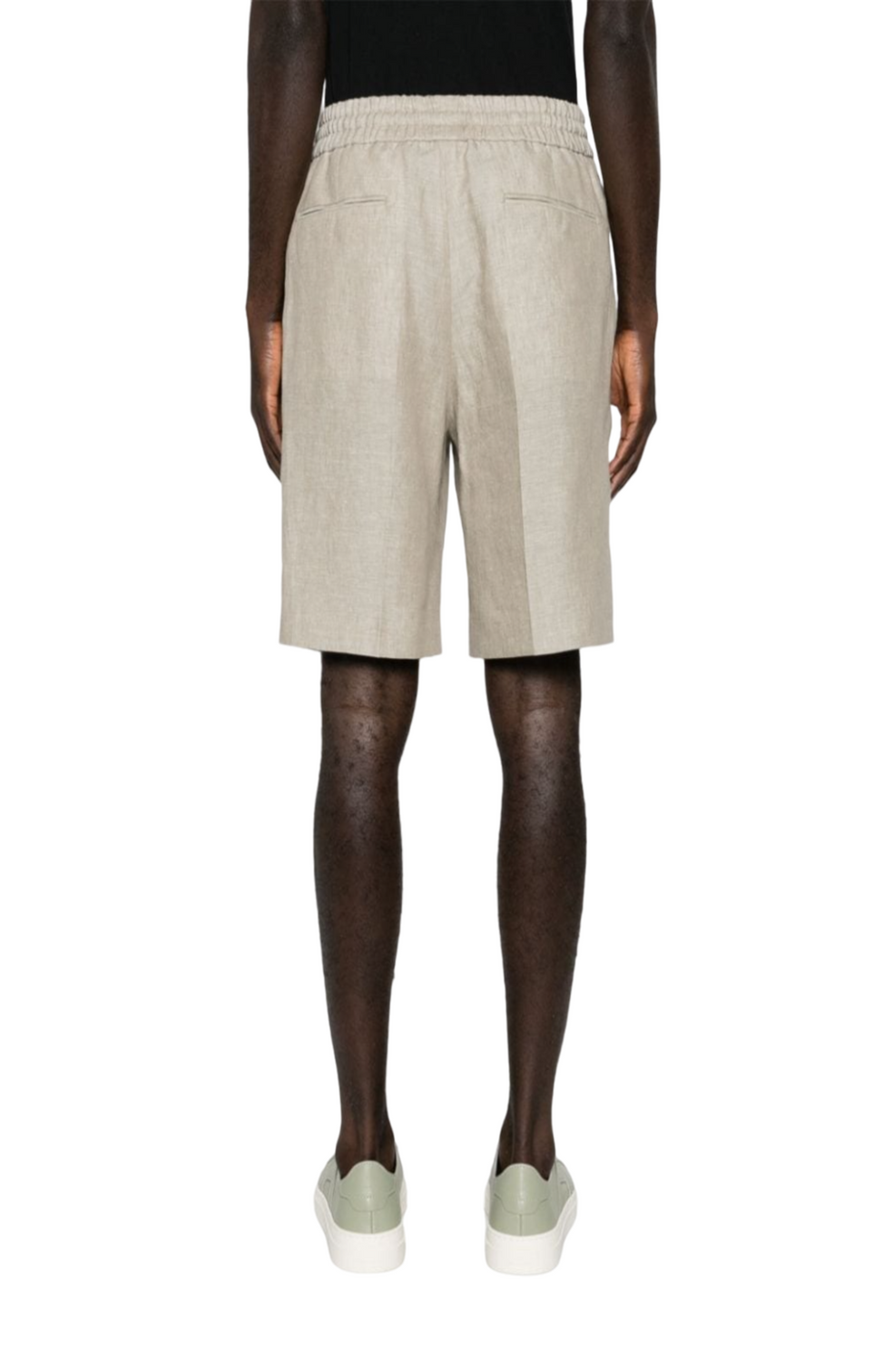 Mid-rise linen bermuda shorts