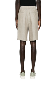 Mid-rise linen bermuda shorts