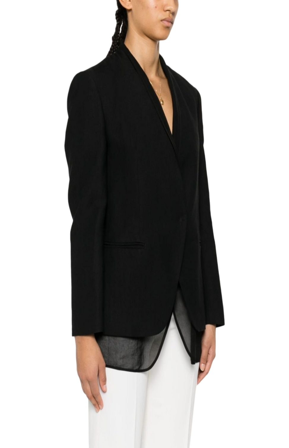 Layered single-breasted blazer