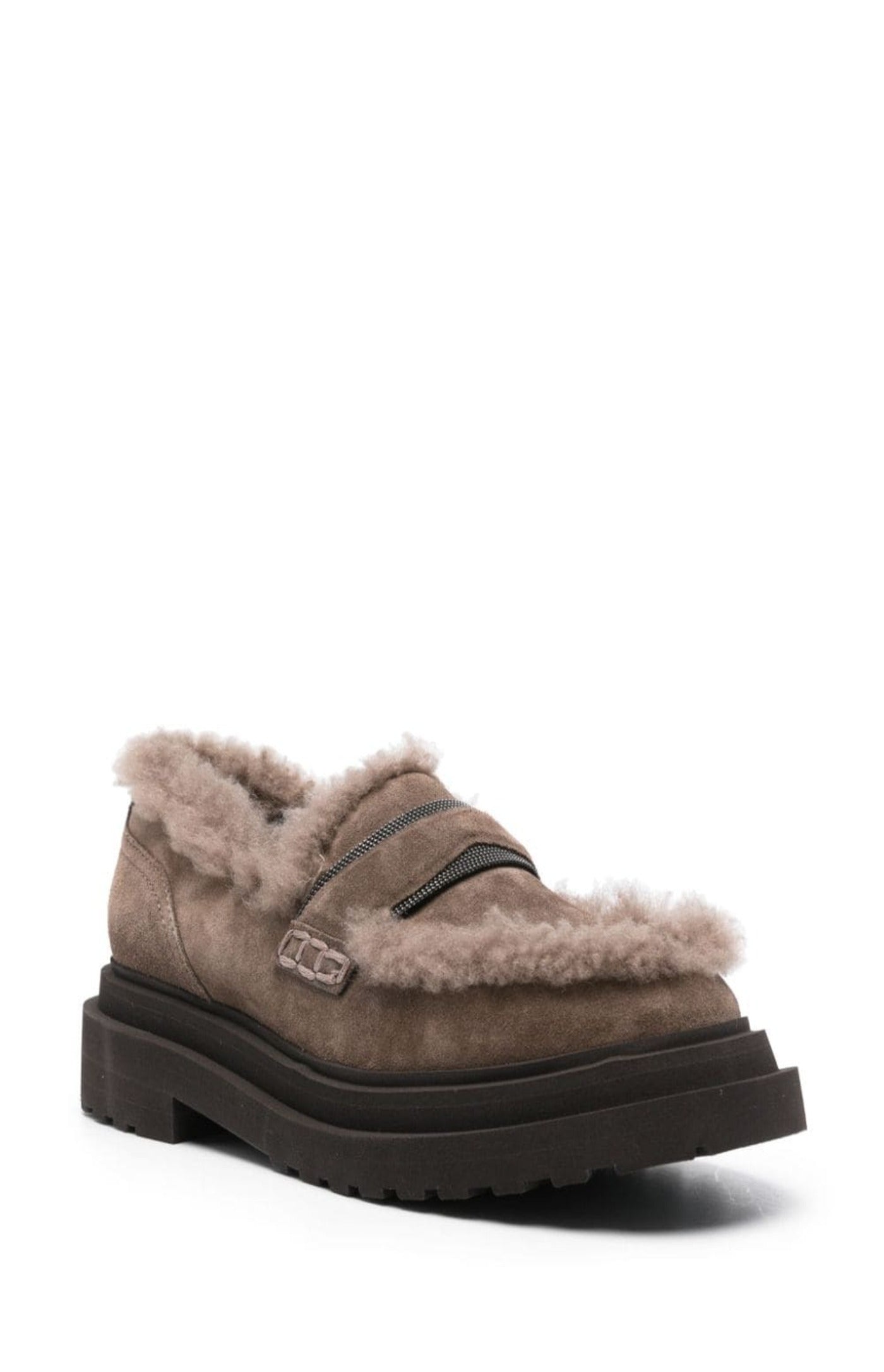 Load image into Gallery viewer, Faux-shearling suede loafers