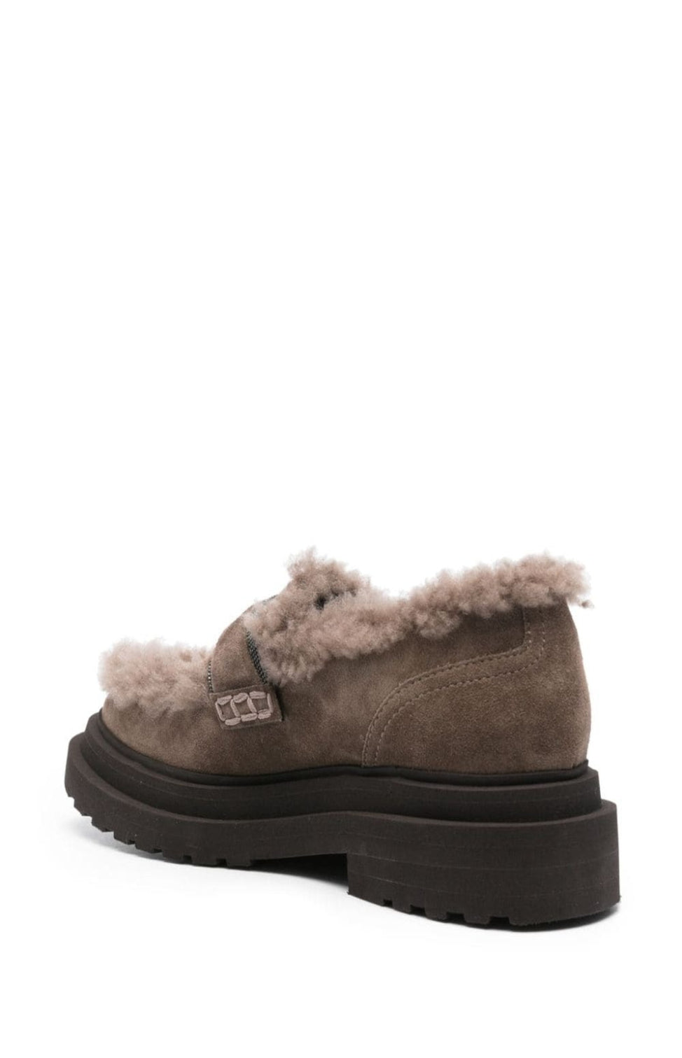 Faux-shearling suede loafers