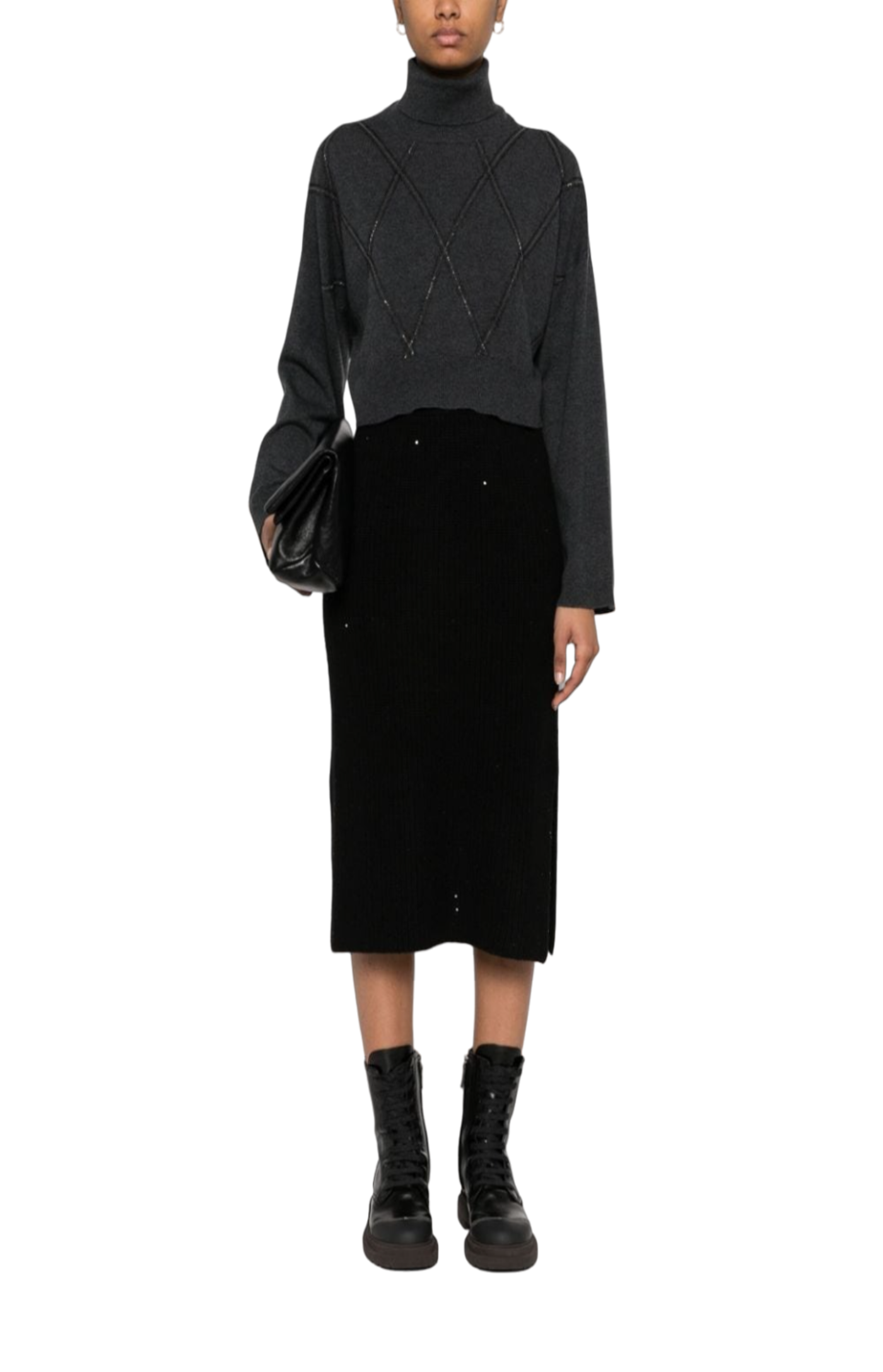 Load image into Gallery viewer, Sequined ribebd midi skirt