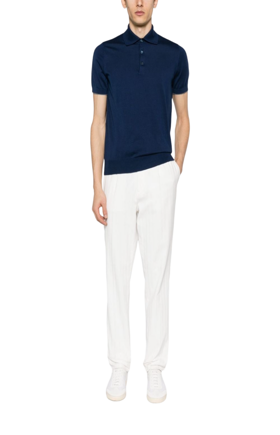 Contrasting-trim cotton polo shirt