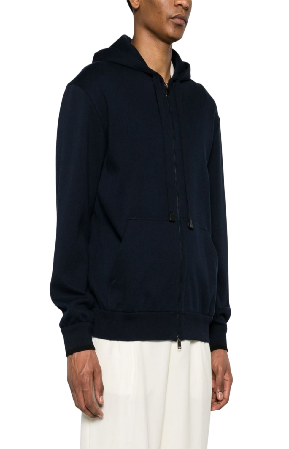 Zip-up long-sleeved hoodie