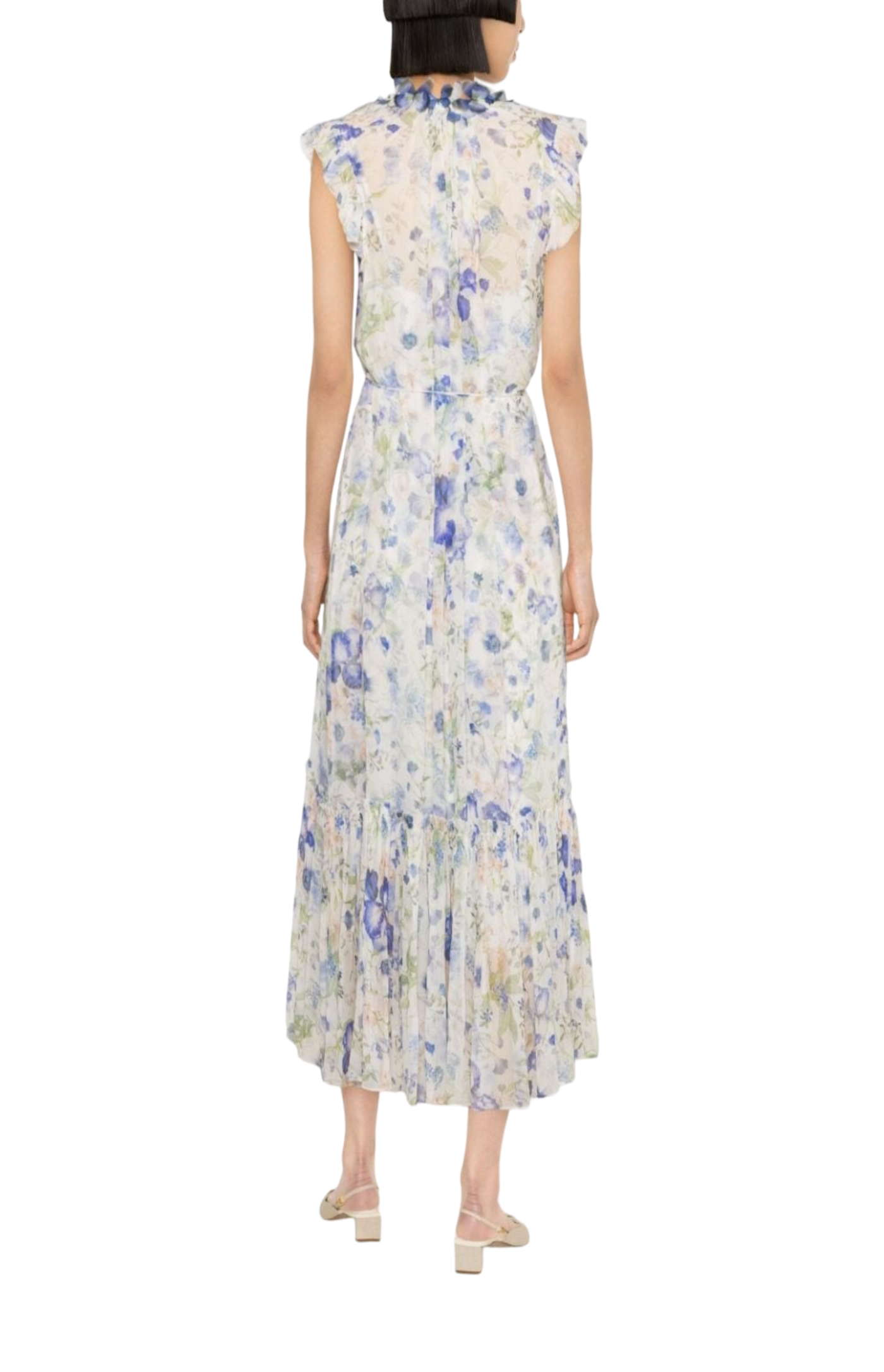 Load image into Gallery viewer, Garden-print flared maxi dress