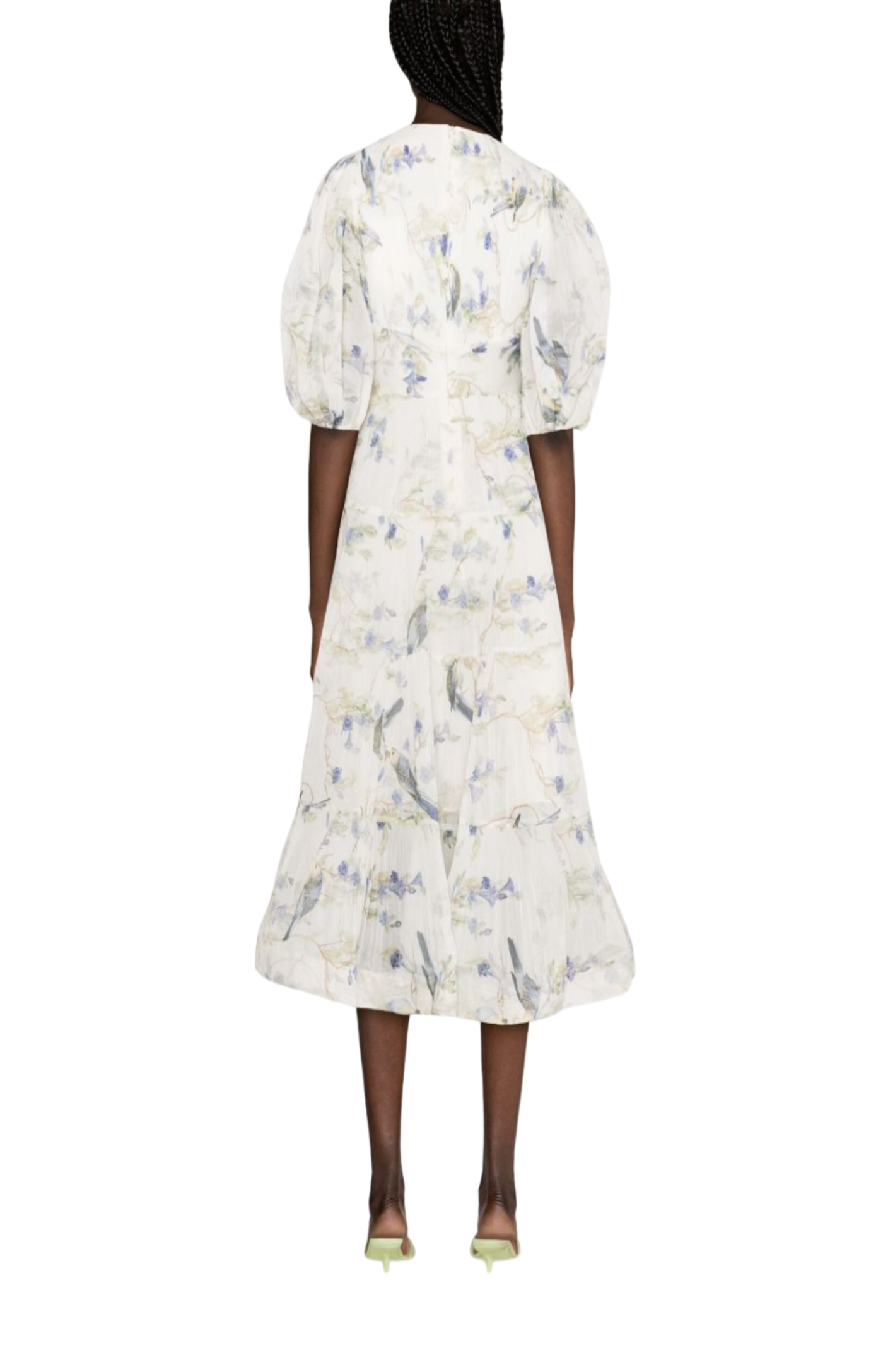 Load image into Gallery viewer, Blue Birds-print plissé maxi dress