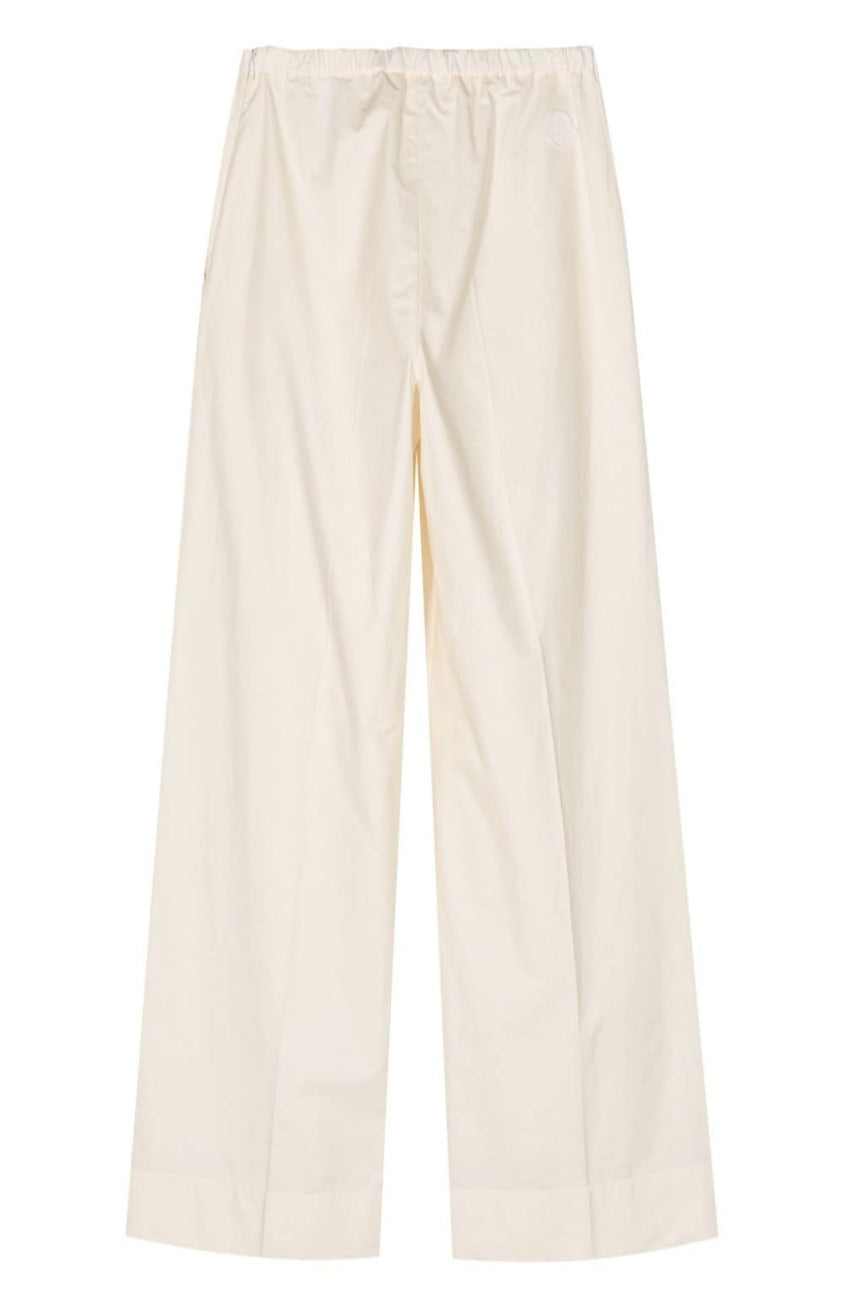 Elasticated-waist wide-leg trousers