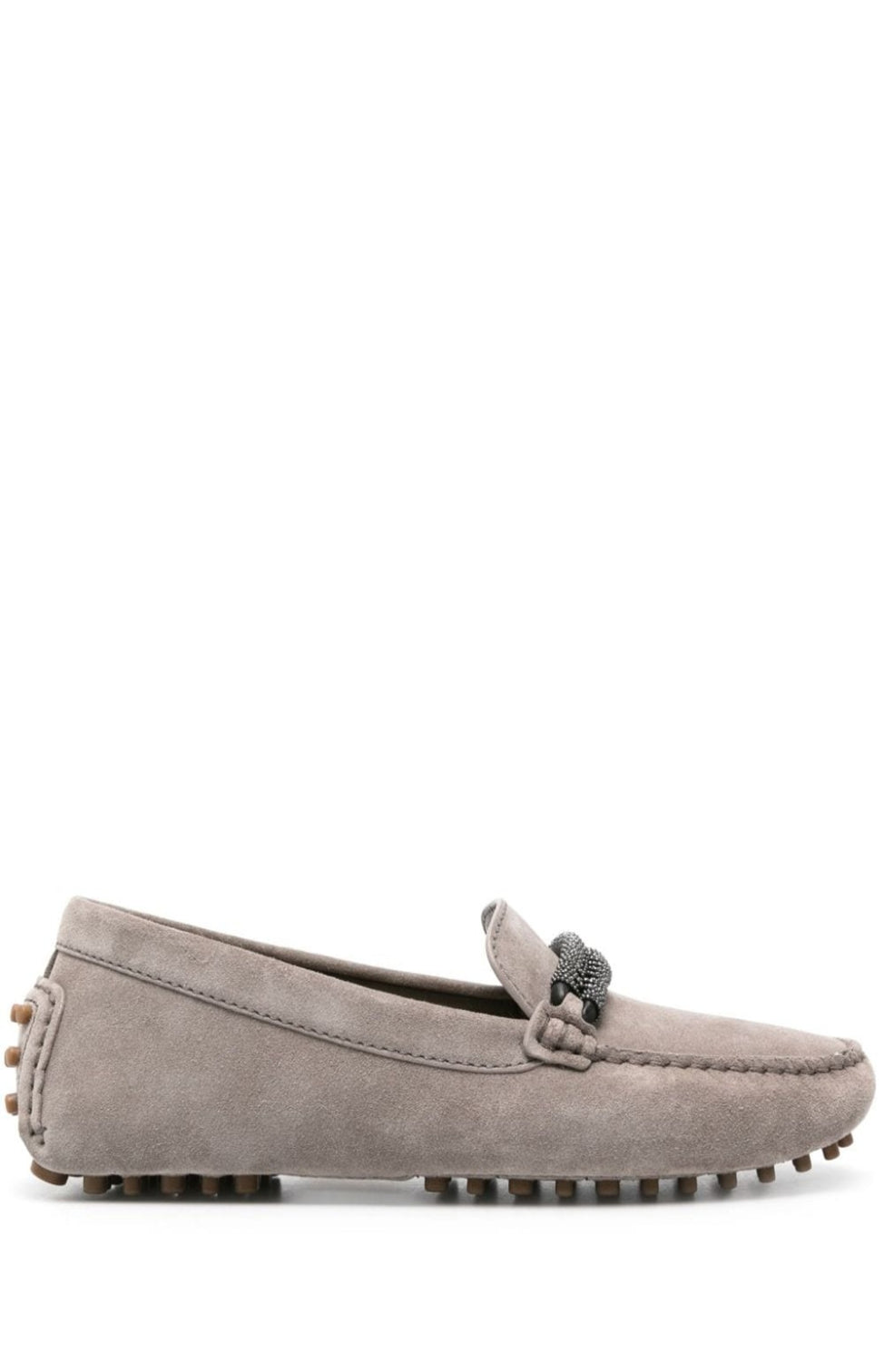 Monili-detail suede loafers