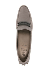 Monili-detail suede loafers