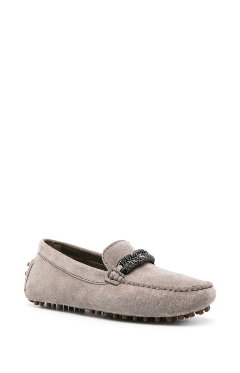 Monili-detail suede loafers