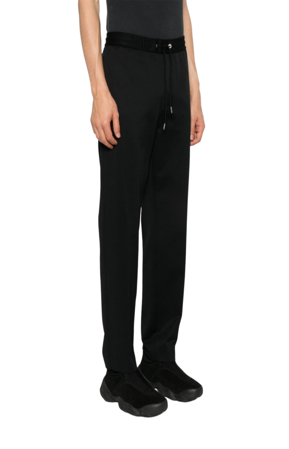 Logo-patch drawstring tapered trousers