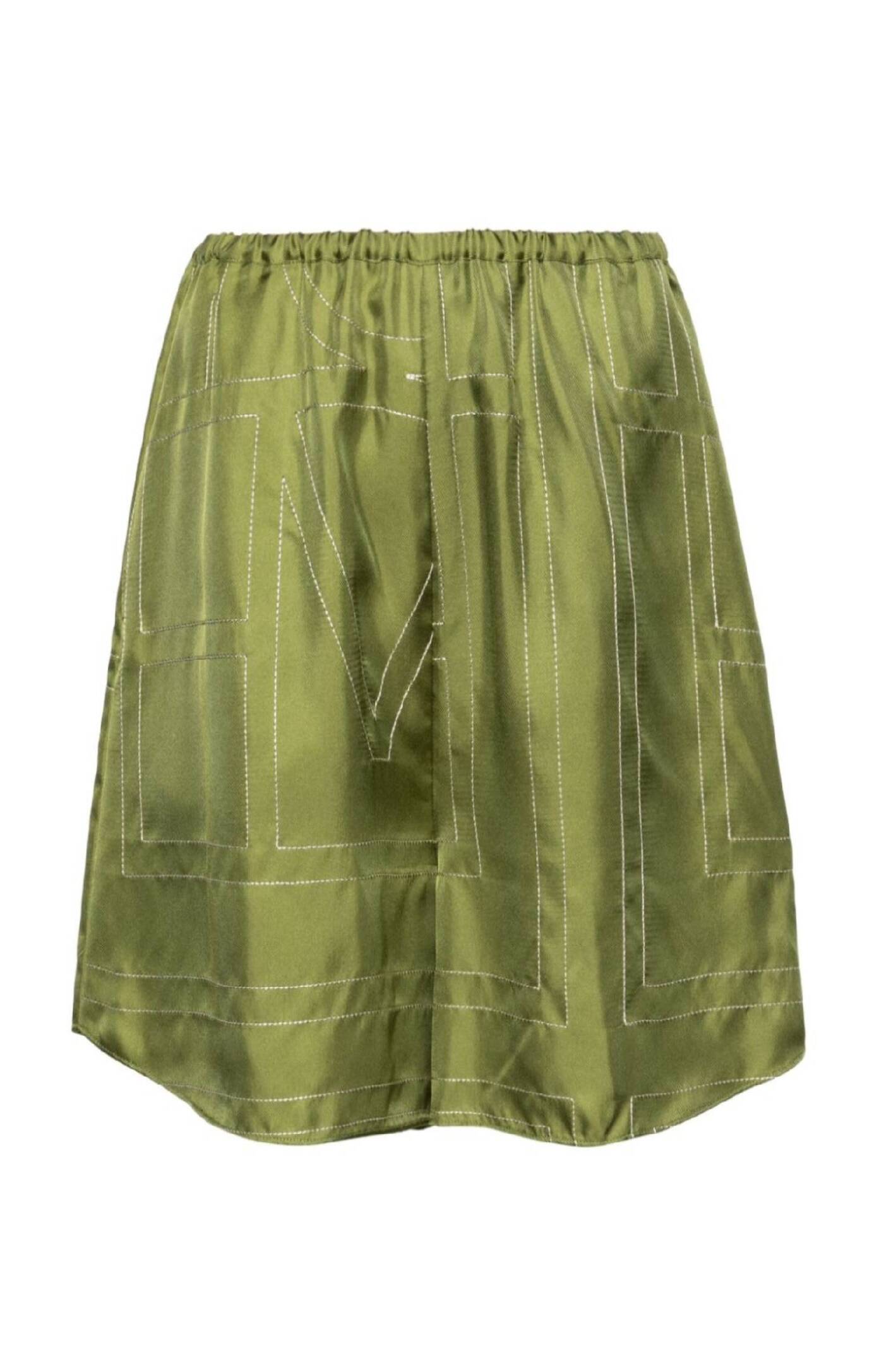 Green silk shorts