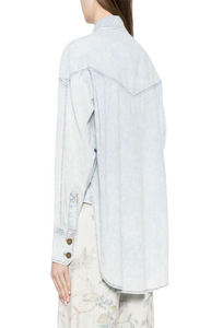 Drop-shoulder denim shirt