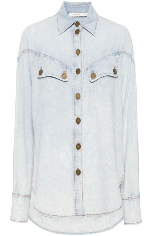 Drop-shoulder denim shirt