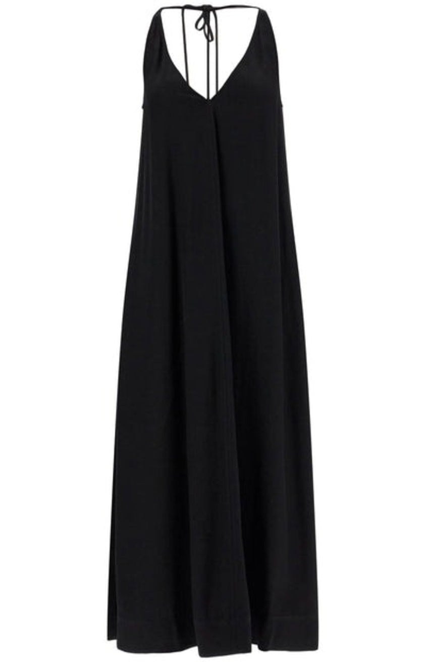 Maxi dress with t-strap belt