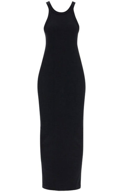 Curved rib tank dress black