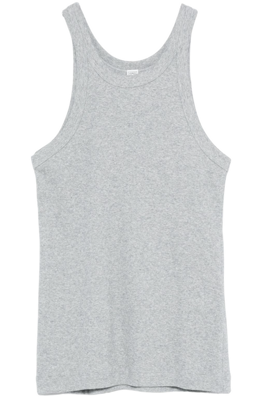 Curved ribbed tank top