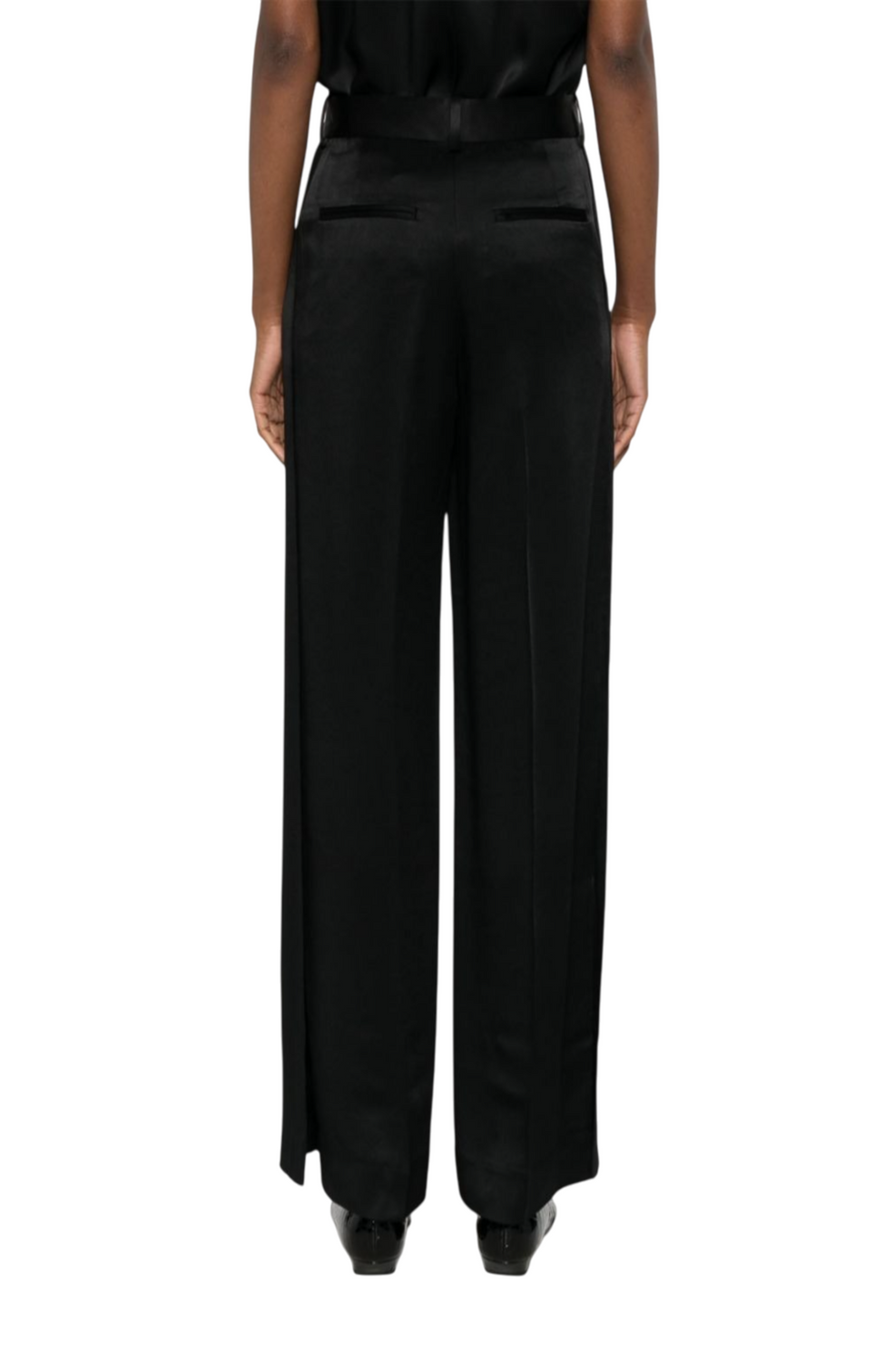 Cuff-slit trousers black