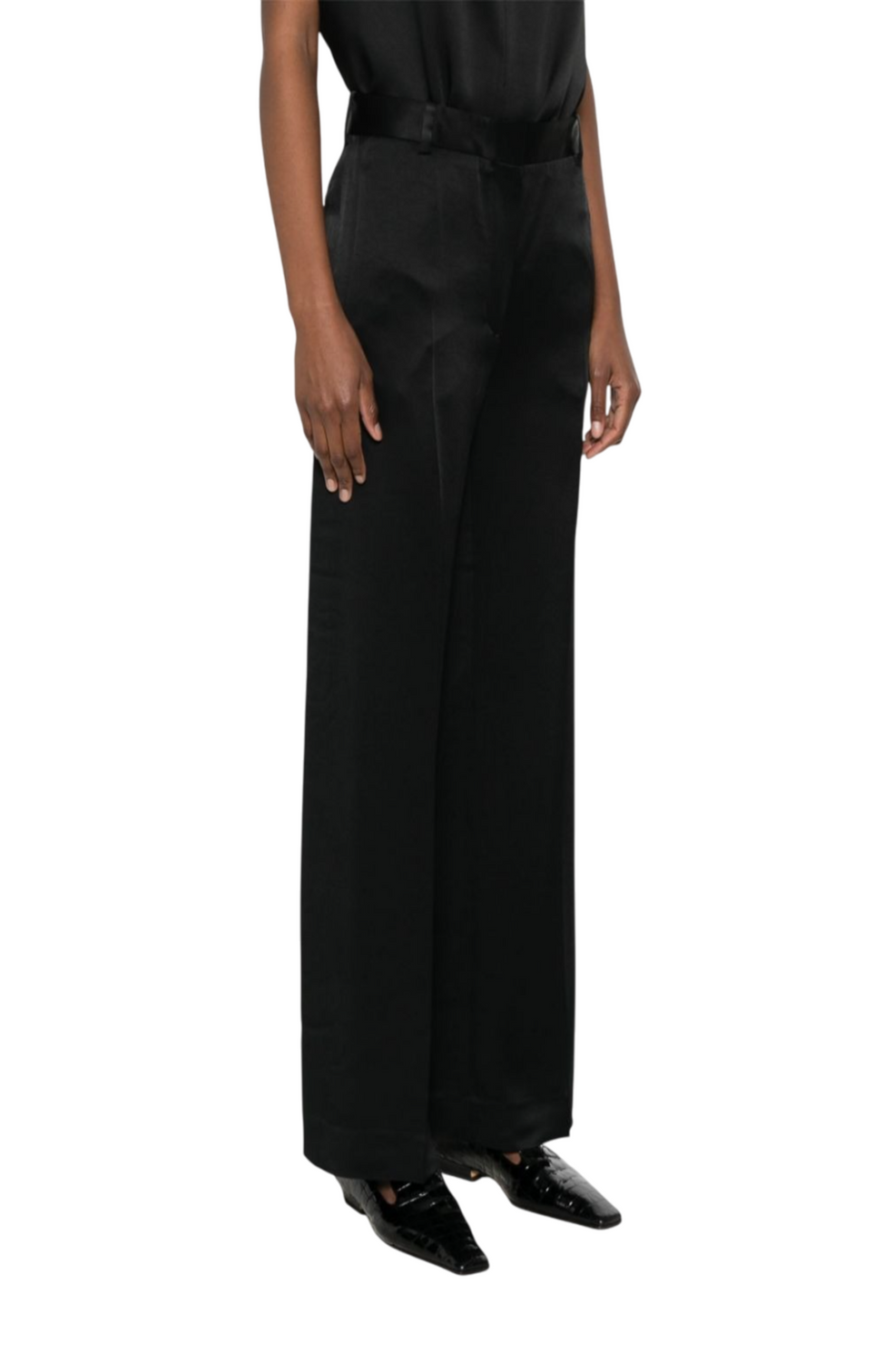 Cuff-slit trousers black