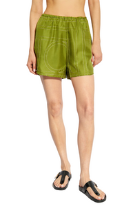 Green silk shorts