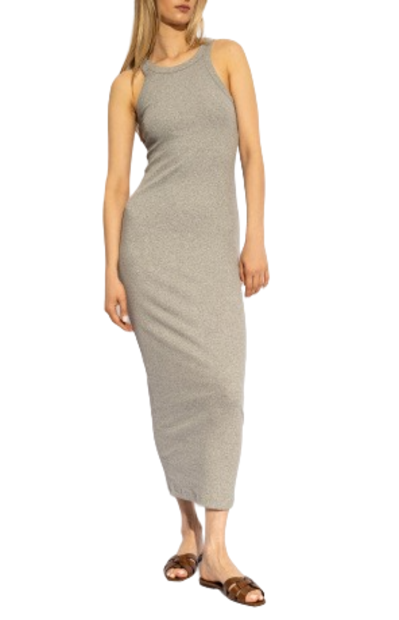 Load image into Gallery viewer, Curved rib tank dress grey melange