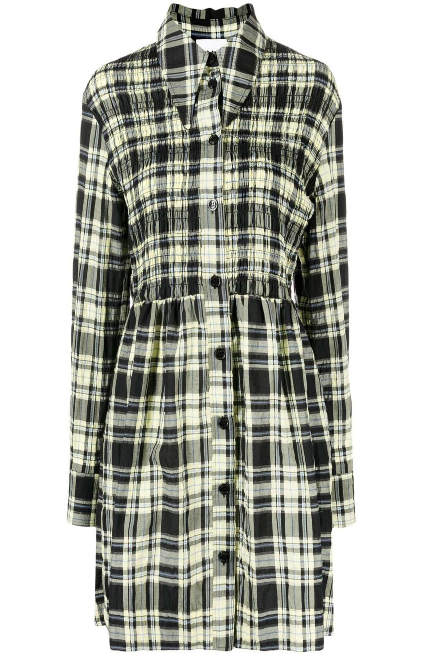 Seersucker check smock shirt dress