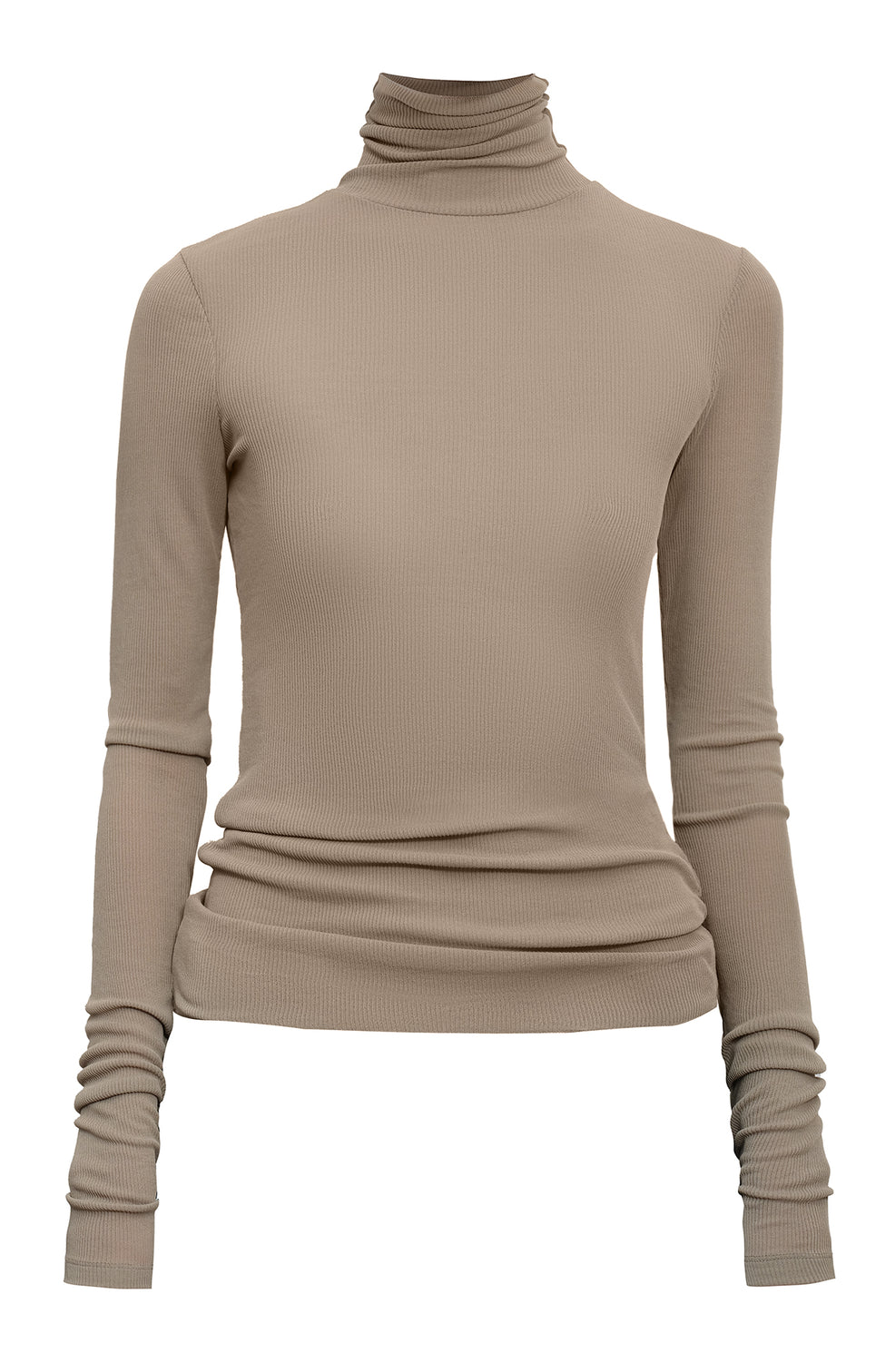 High-neck ribbed-knit jumper