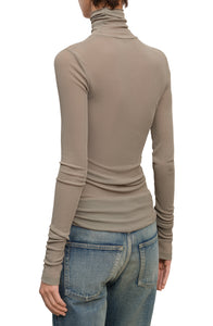 High-neck ribbed-knit jumper