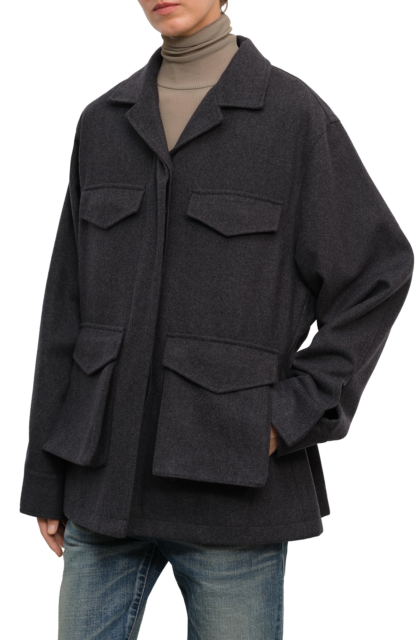 Load image into Gallery viewer, Toteme Felt Cargo Jacket Grey