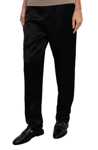 Low-waist satin trousers