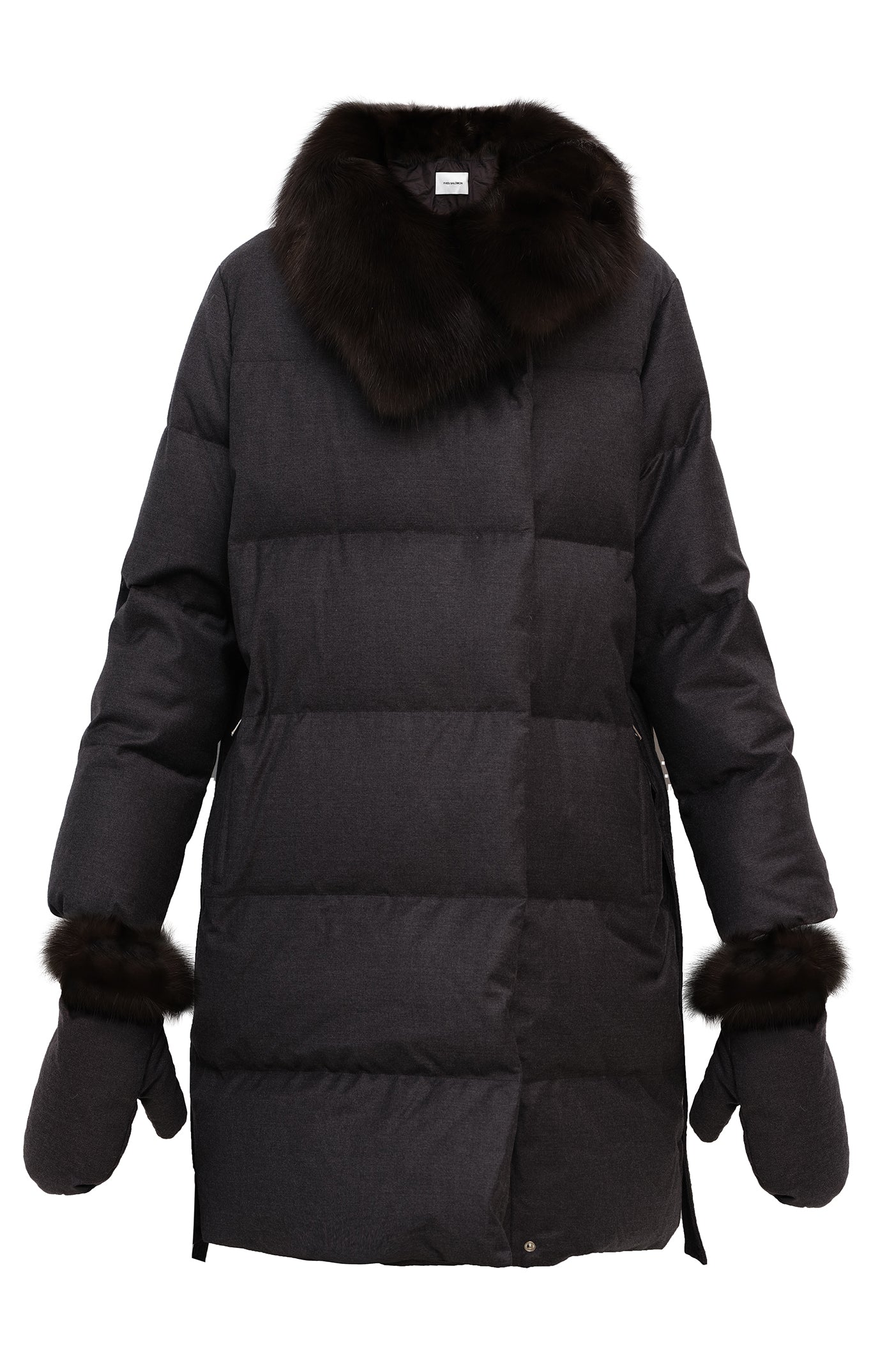 Load image into Gallery viewer, Long down jacket with mittens