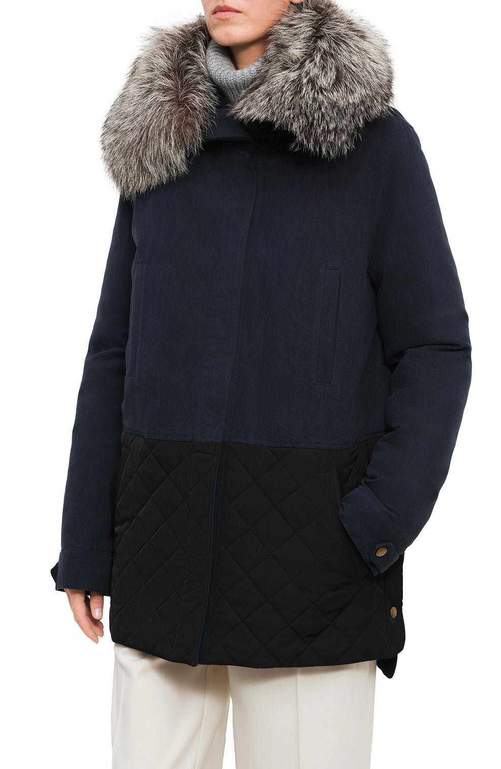 Fur collar parka