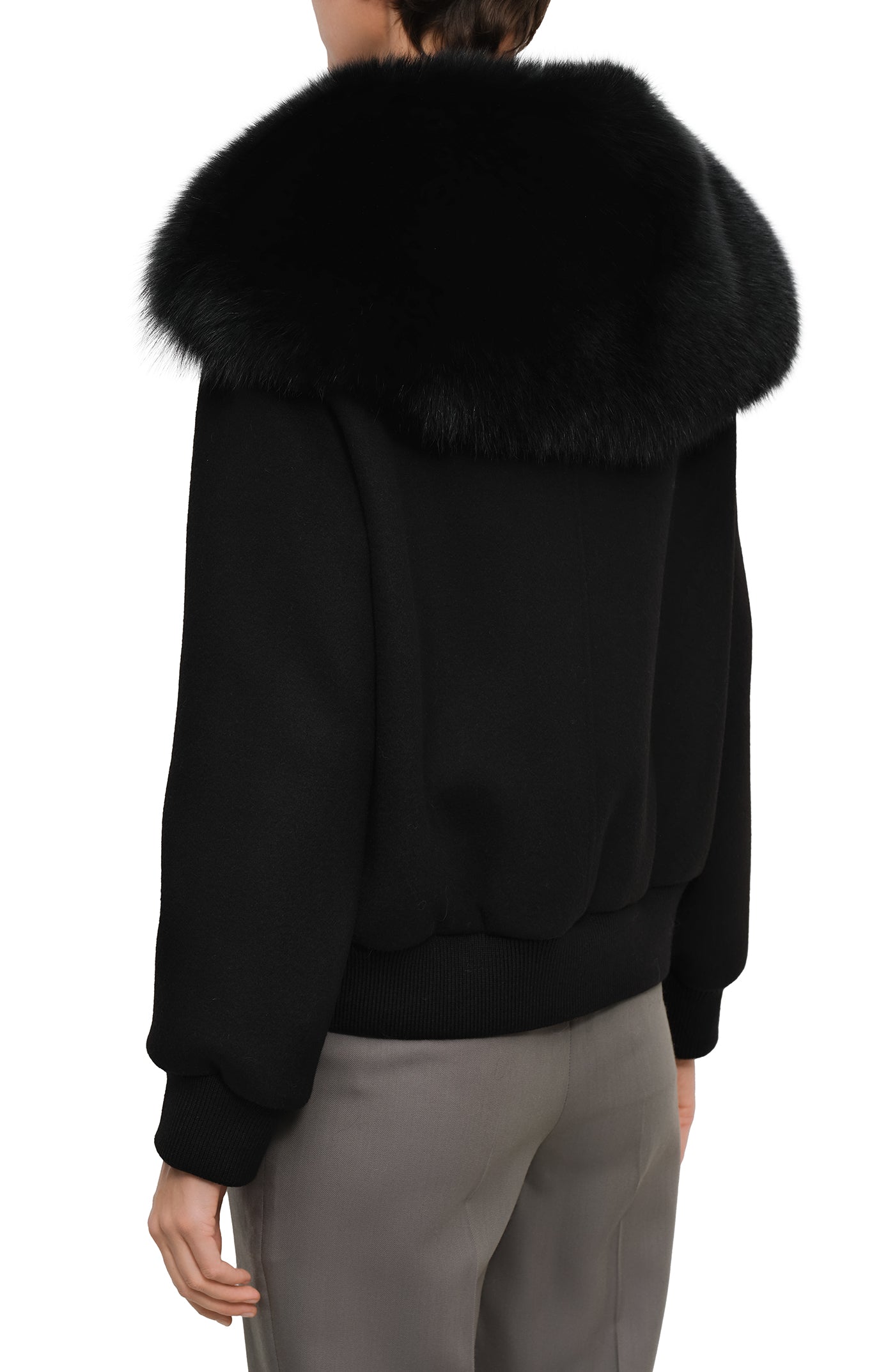 Load image into Gallery viewer, Short cashmere wool jacket with fox fur collar