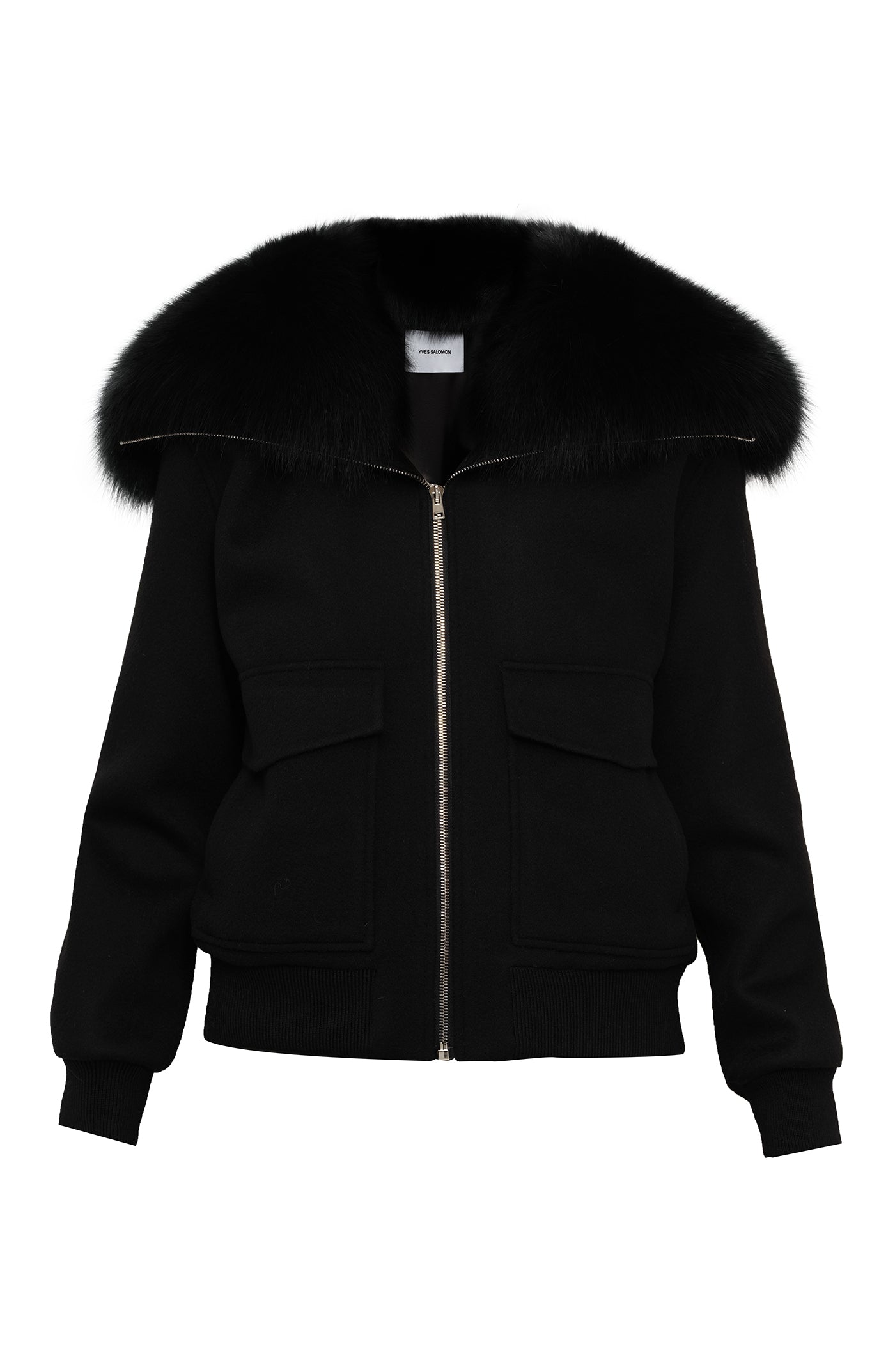 Load image into Gallery viewer, Short cashmere wool jacket with fox fur collar