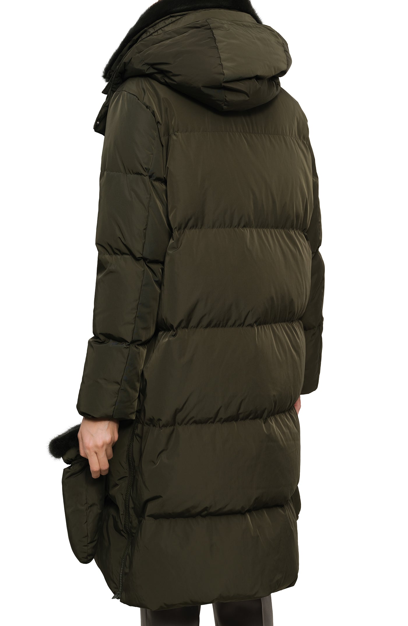 Load image into Gallery viewer, Long belted down jacket in technical fabric