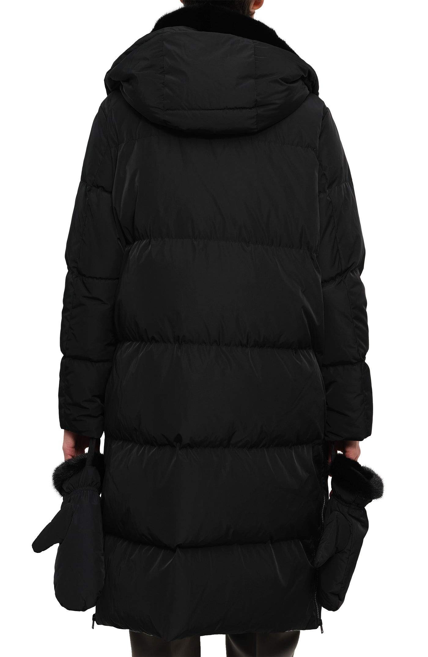 Load image into Gallery viewer, Long belted down jacket in technical fabric